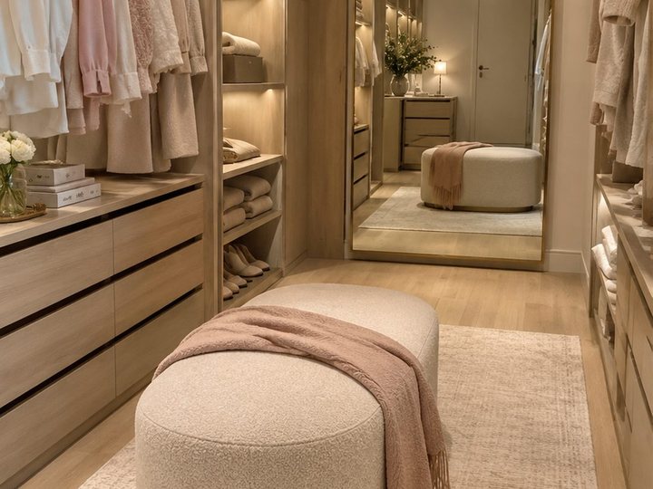 Closet creme organizado